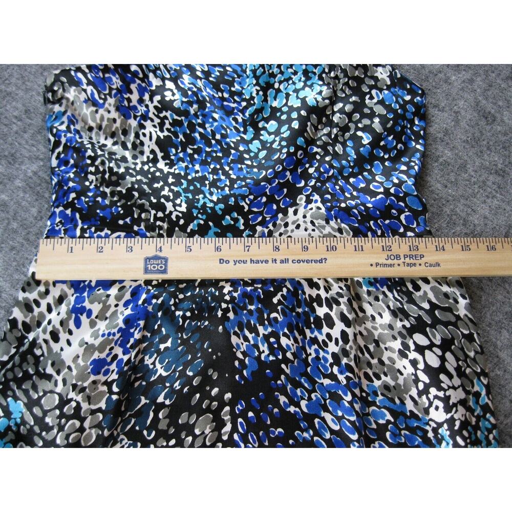 Maggy London Dress Women 8 Blue One Shoulder Satin Ruched Flattering Ladies - Picture 10 of 15